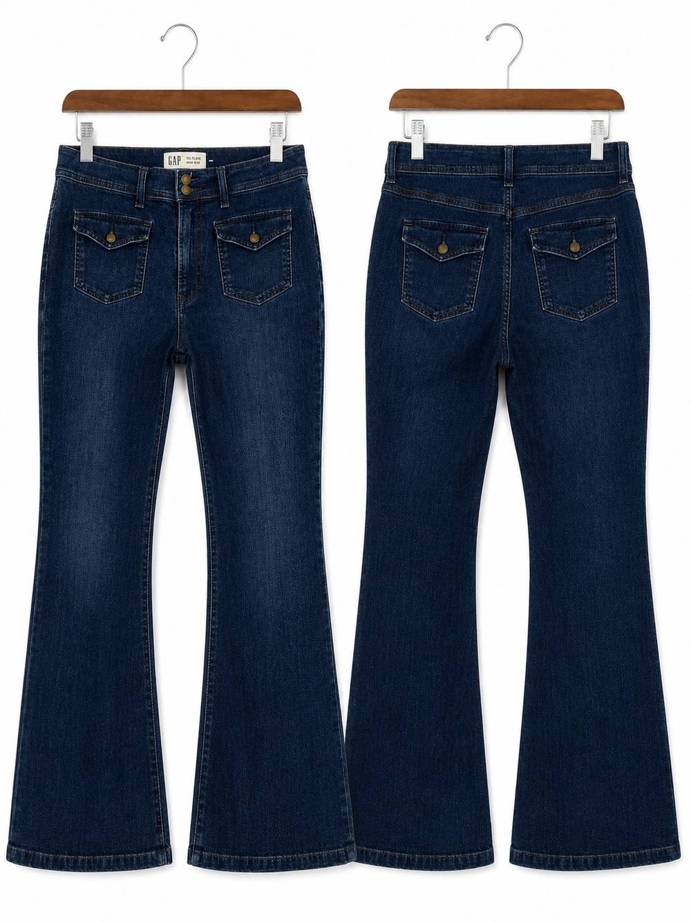 GAP '70s Flare High Rise Jeans | Dark Wash Stretch Denim | Size 18R - Picture 2 of 13